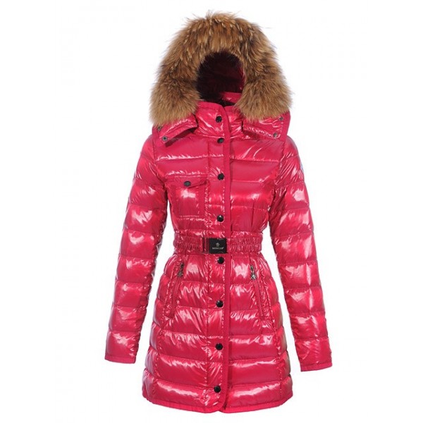 Moncler Fashion rosso Slash Fur Cap e cinturino lungo caldo Cappotti uscita